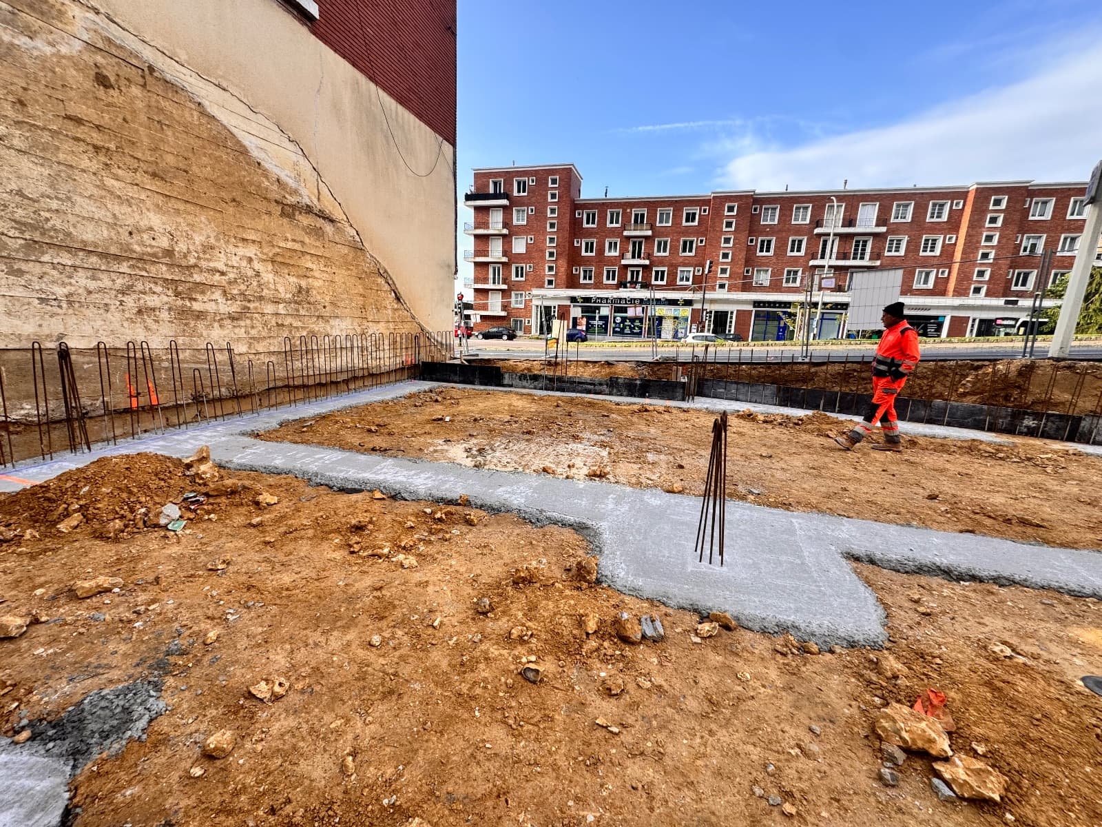 La construction de la pharmacie du stade — chantier de FTH Construction à Le Havre